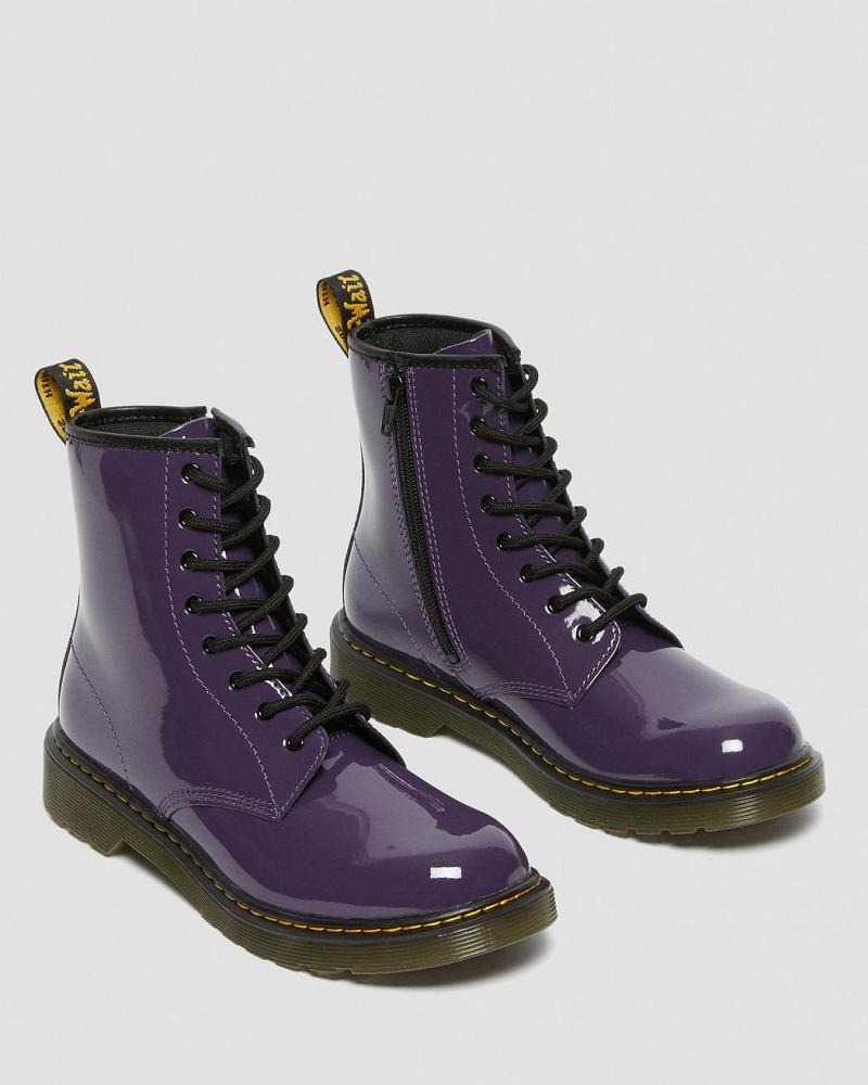 Purple Kids' Dr Martens Youth 1460 Patent Leather Lace Up Boots | CA 713WNB